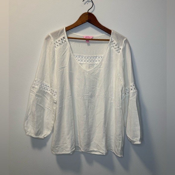 Lilly Pulitzer White Lace Detail Blouse - Picture 1 of 4